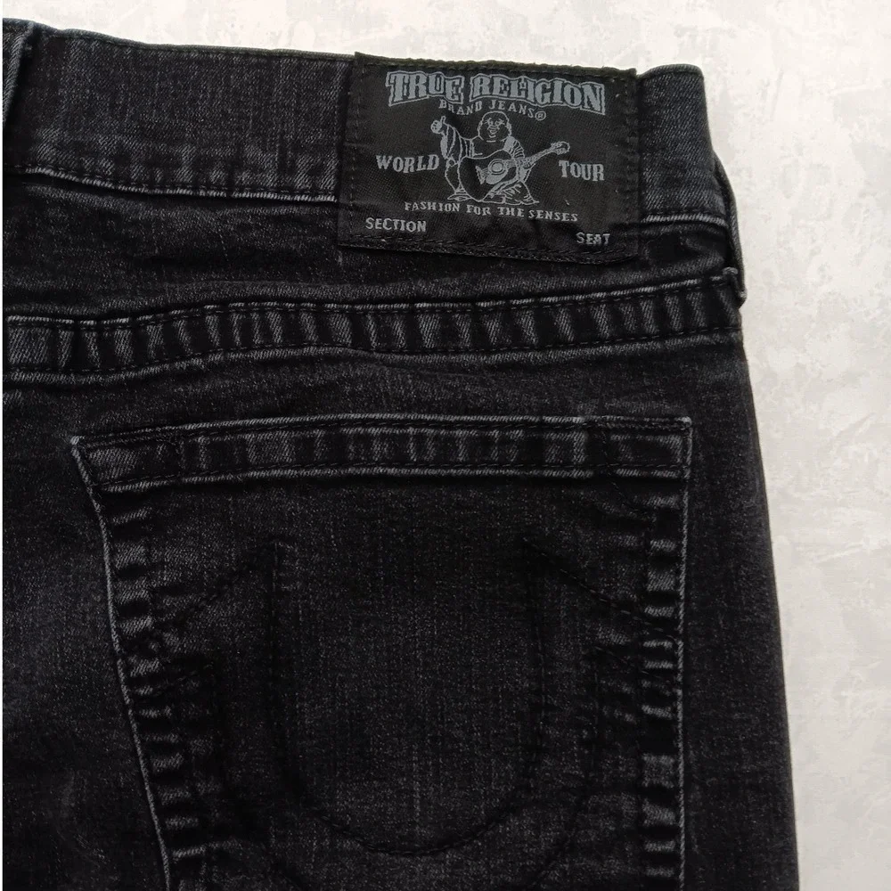 Men‎ Short 27 Inseam True Religion Black Jeans 36 Slim No Flap Hemmed 102158